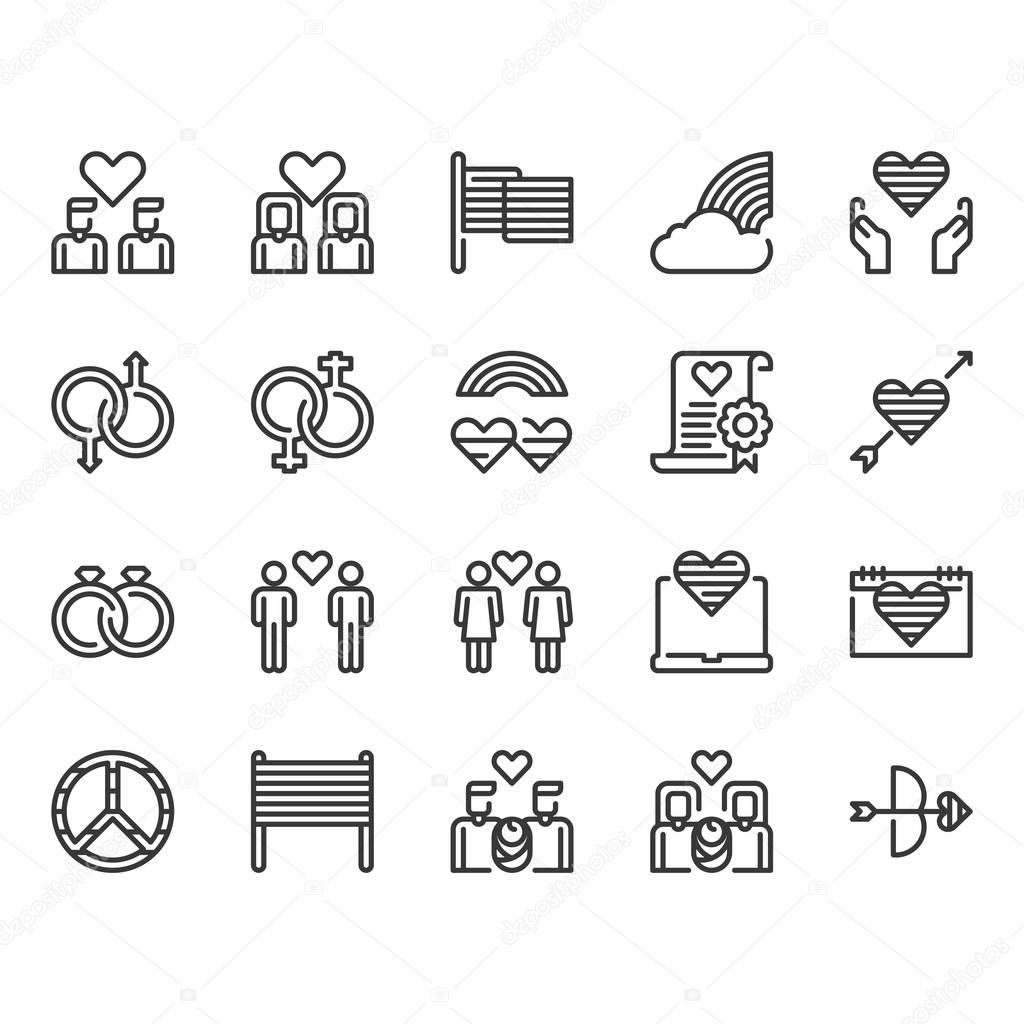 LGBT and decoration icon set.Vector illustration