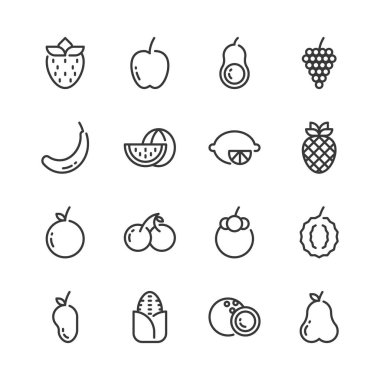 Meyve basit anahat simgesi ayarlayın. Vektör çizimi