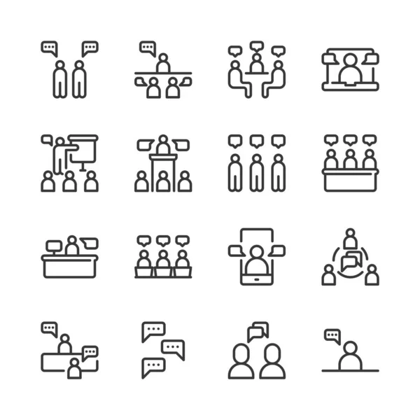 Negocios y personas con el icono de la burbuja del habla set.Vector ilustración — Archivo Imágenes Vectoriales