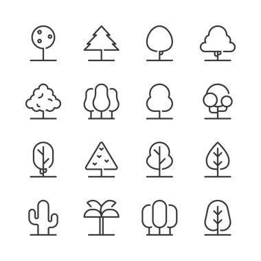 ağaç simge seti. vektör çizim