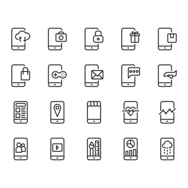Conjunto de ícones de aplicação móvel. Ilustração vetorial — Vetor de Stock