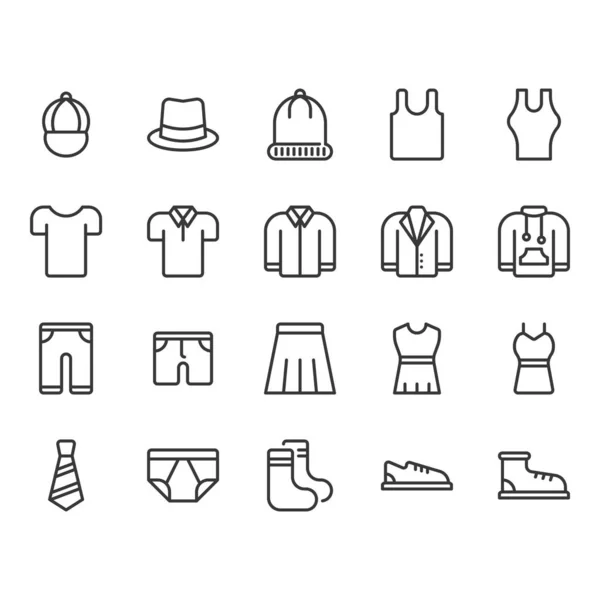 Ensemble d'icônes liées aux vêtements et accessoires. Illustration vectorielle — Image vectorielle