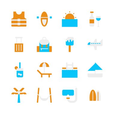 Yaz ve tatil simgesi ayarlayın. Vektör çizimi