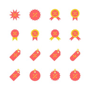 İndirim etiketi simgesi ayarlayın. Vektör çizimi