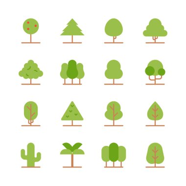 ağaç simge seti. vektör çizim
