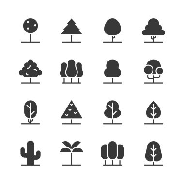 ağaç simge seti. vektör çizim