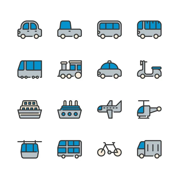 Conjunto de ícones de transporte.Ilustração vetorial — Vetor de Stock