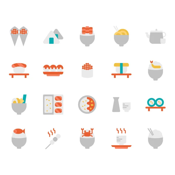 Японская еда икона набор. Векторная иллюстрация — стоковый вектор