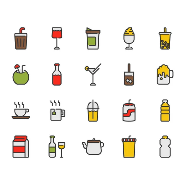 Ensemble d'icônes liées aux boissons — Image vectorielle