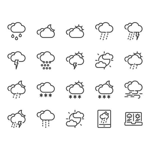 Nastavení ikon počasí. Vektorová ilustrace — Stockový vektor