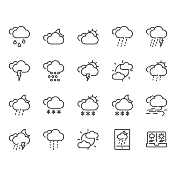 Set de iconos meteorológicos.Ilustración vectorial — Archivo Imágenes Vectoriales