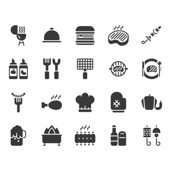 Ensemble d'icônes liées au barbecue Illustration vectorielle — Image vectorielle