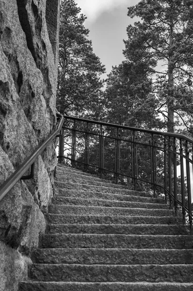Escaleras Que Nos Llevan Muy Alto Sobre Parte Superior Los — Foto de Stock
