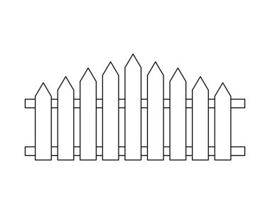 Ahşap çit. Beyaz izole basit anahat tasarım