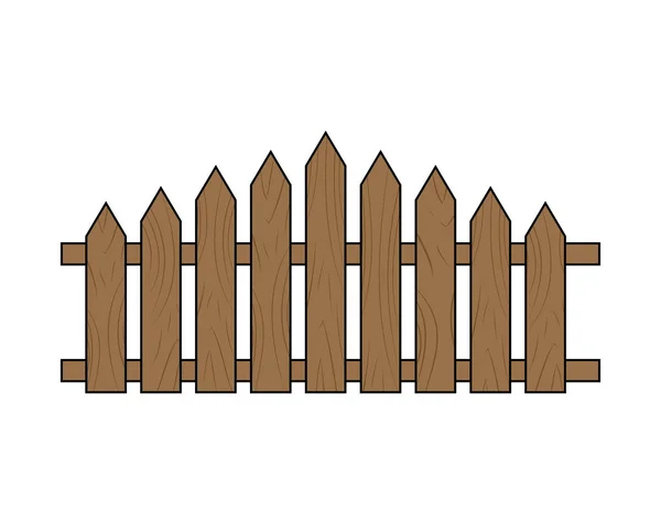 Drewniane Ogrodzenie Prosta Konstrukcja Izolowana Białym Tle — Wektor stockowy