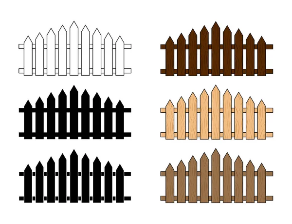 Houten Omheining Eenvoudig Ontwerp Geïsoleerd Witte Achtergrond — Stockvector