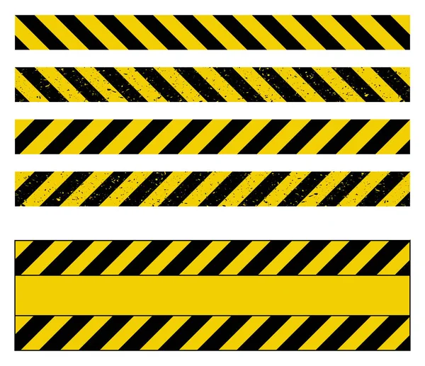 Caution Ruban Grunge Set Vecteur Design Isolé Sur Blanc — Image vectorielle