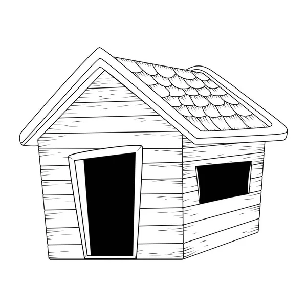 Wooden House Outline Vector Design Isolated White — Stock Vector