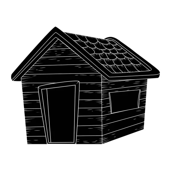 Wooden House Silhouette Vector Design Isolated White — Stock Vector