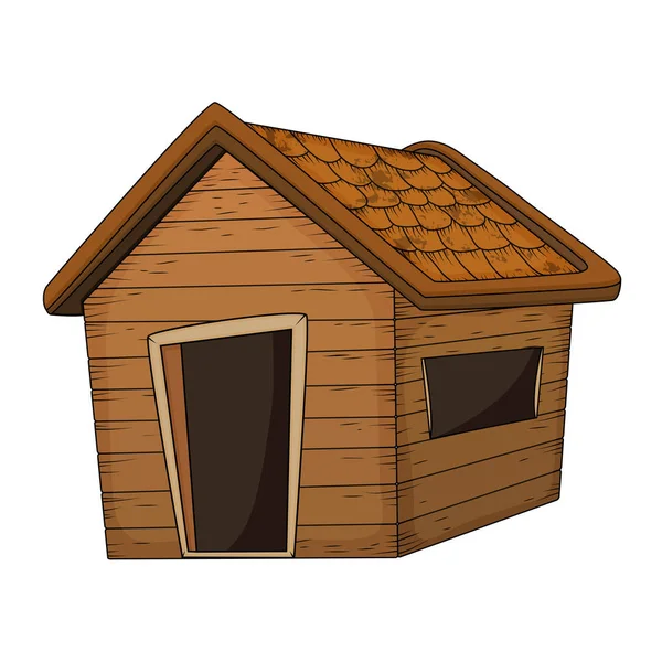 beyaz izole ahşap evi çizgi film vektör tasarımı