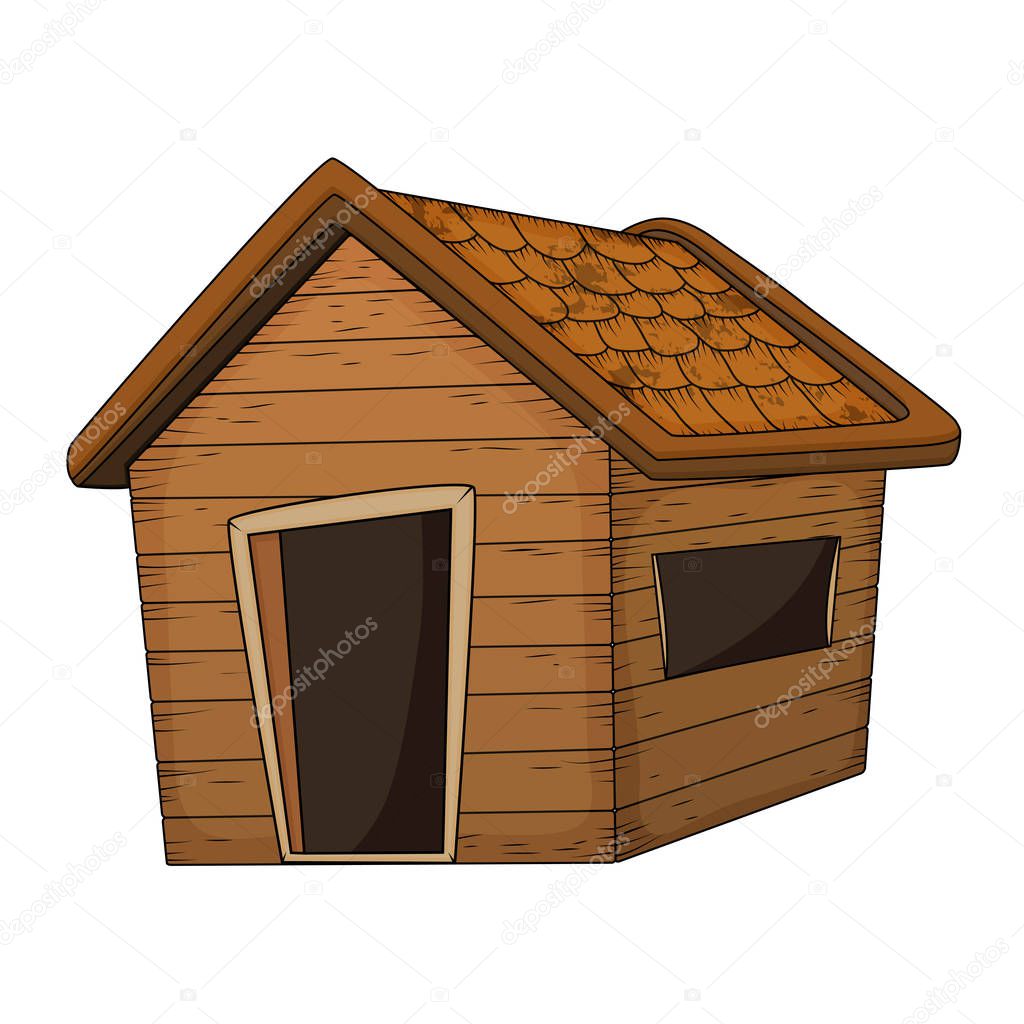 Wooden house cartoon vector design isolated on white