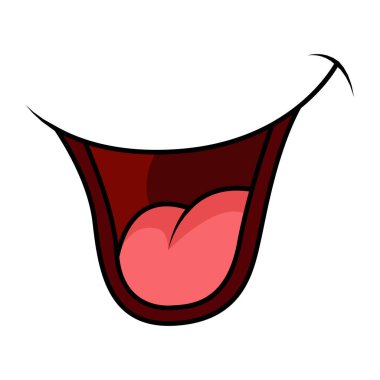 Gülümse, çizgi roman karakteri için ağız beyaz üzerinde izole edilmiş vektör tasarımı