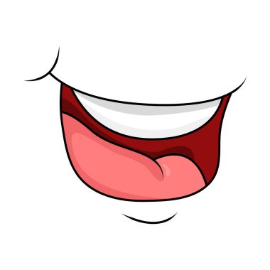 Gülümse, çizgi roman karakteri için ağız beyaz üzerinde izole edilmiş vektör tasarımı