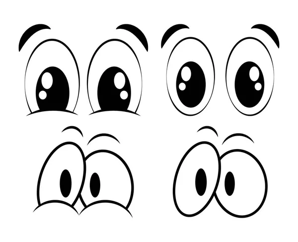 Ojos Dibujos Animados Establecidos Para Diseño Vectores Cómics Aislados Whit — Archivo Imágenes Vectoriales