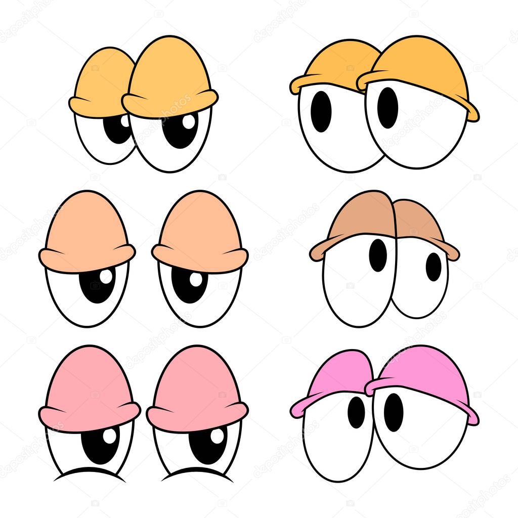 Tired, sleepy eyes set for comic book character vector design isolated on whit