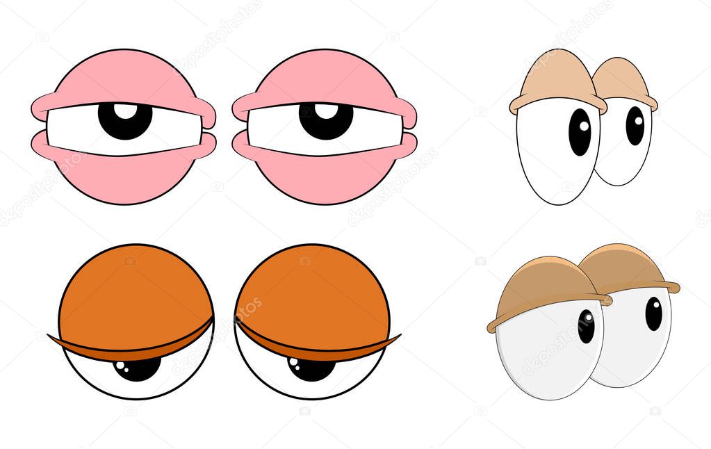 Tired, sleepy eyes set for comic book character vector design isolated on whit