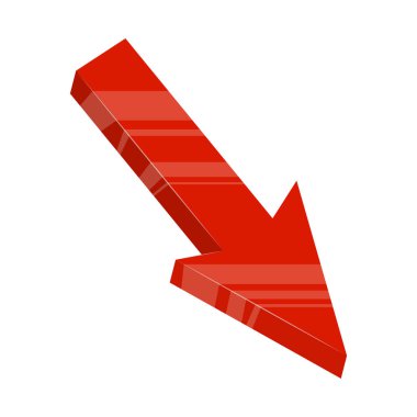 Beyaz arka plan üzerinde izole tasarım aşağı kırmızı ok