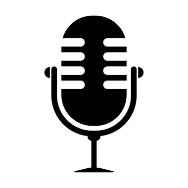 mikrofon simgesi, konuşma kayıt tasarım üzerinde beyaz backgrou izole