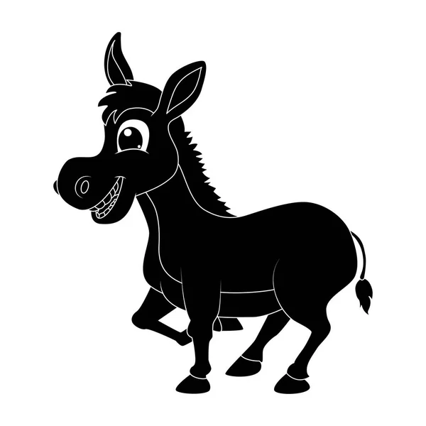 Burro Desenho Animado Personagem Silhueta Vetor Design Isolado Fundo Branco —  Vetores de Stock