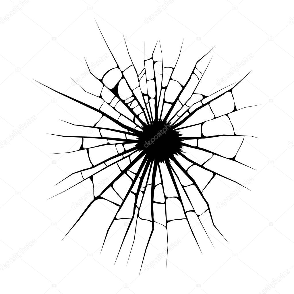 broken window, cracks hole vector design isolated on white background