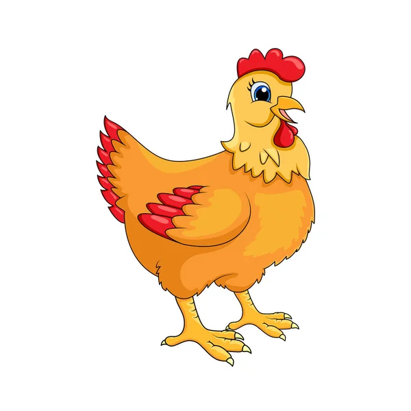 Diseño Vectores Personajes Dibujos Animados Gallina Aislado Sobre Fondo Blanco — Vector de stock