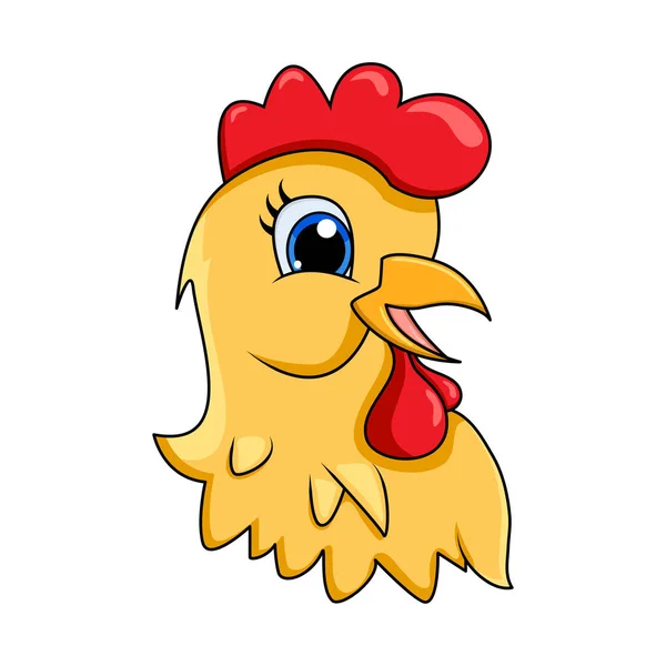 Cabeza Gallina Dibujo Animado Carácter Vector Diseño Aislado Sobre Fondo — Vector de stock