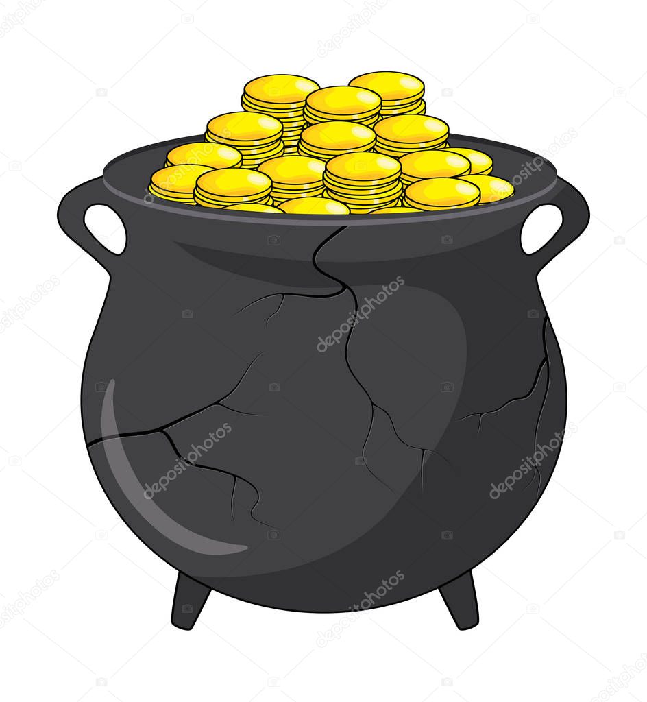 Money, gold broken  pot vector design isolated on white background