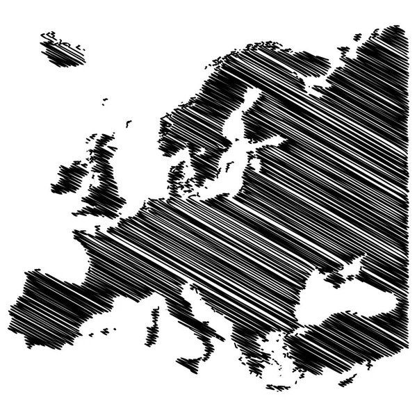 Europe Map Scribble Concept Vector Design Isolated White Background — Stock Vector