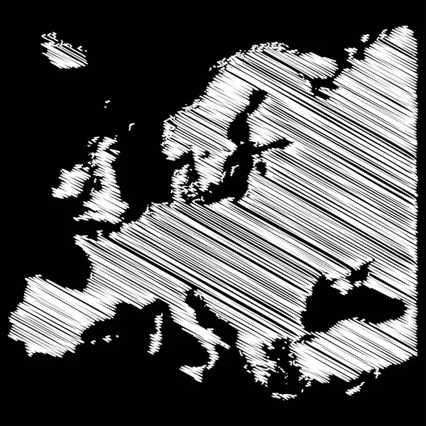 Europa Kaart Krabbel Vector Conceptontwerp Geïsoleerd Zwarte Achtergrond — Stockvector