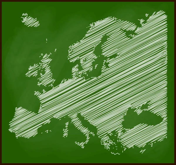 Europe Map Chalk Blackboard Vector School Background Design — Stock Vector