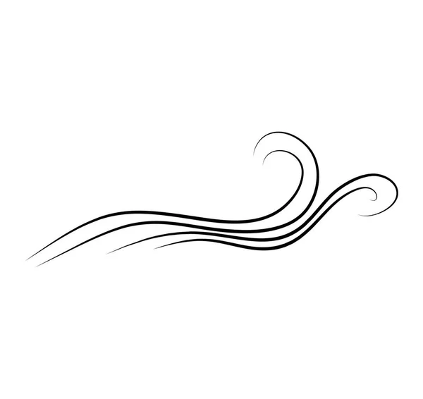 Viento Doodle Golpe Diseño Ráfaga Aislado Fondo Blanco — Vector de stock