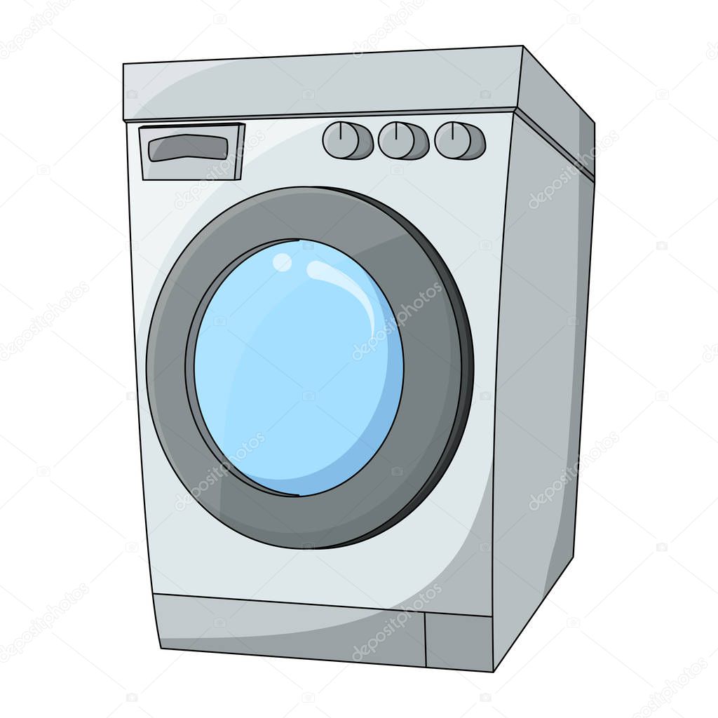 Cartoon washing machine design isolated on white backgroun