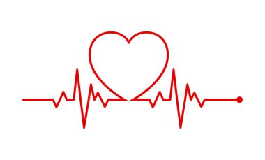 Kalp ritmi, elektrokardiyogram, EKG - EKG sinyali, kalp atışı nabız çizgisi konsepti tasarımı beyaz arka planda izole edildi