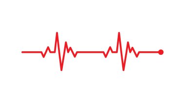 Kalp ritmi, elektrokardiyogram, EKG - EKG sinyali, kalp atışı nabız çizgisi konsepti tasarımı beyaz arka planda izole edildi