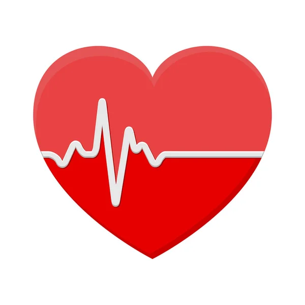 Coeur Ecg Signal Ekg Conception Ligne Impulsion Heart Beat Isolé — Image vectorielle