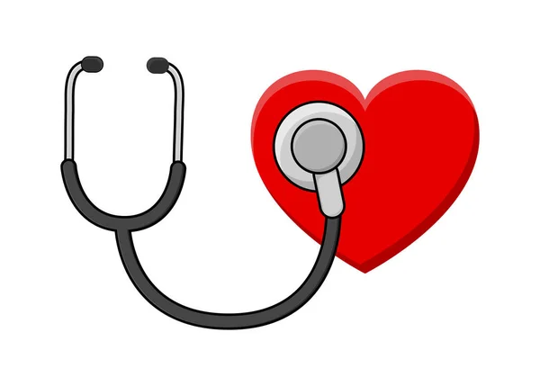 Estetoscopio Corazón Símbolo Cuidado Del Pulso Elemento Para Diseño Medicina — Vector de stock