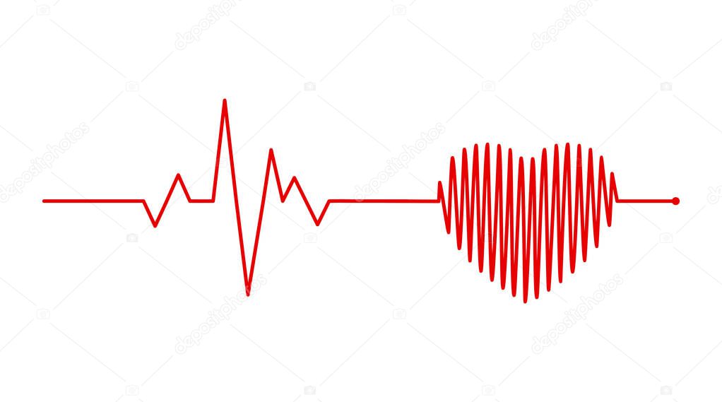 heart rhythm, Electrocardiogram, ECG - EKG signal, Heart Beat pulse line concept design isolated on white background