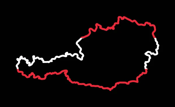 Outline Austria Mappa Disegno Del Contorno Della Bandiera Isolato Backgroun — Vettoriale Stock