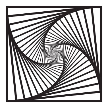İçe doğru eşmerkezli döndürme, sarmal olarak kareler soyut geometrik arkaplan. merdiven optik illüzyon deseni. 