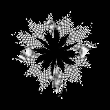 Yuvarlak müzik dalgası eşitleyici ses simgesi tasarımı siyah arkaplanda izole edildi